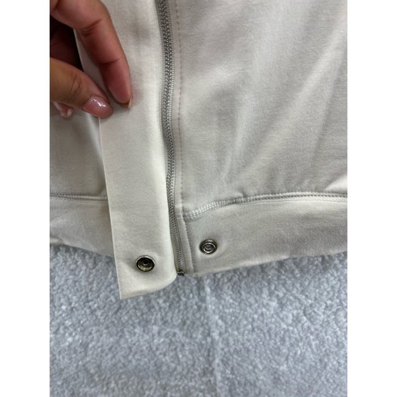 Ann Taylor Womens Jacket Coat Beige Zip Up Stretch Mock Neck Pockets M - Picture 5 of 9